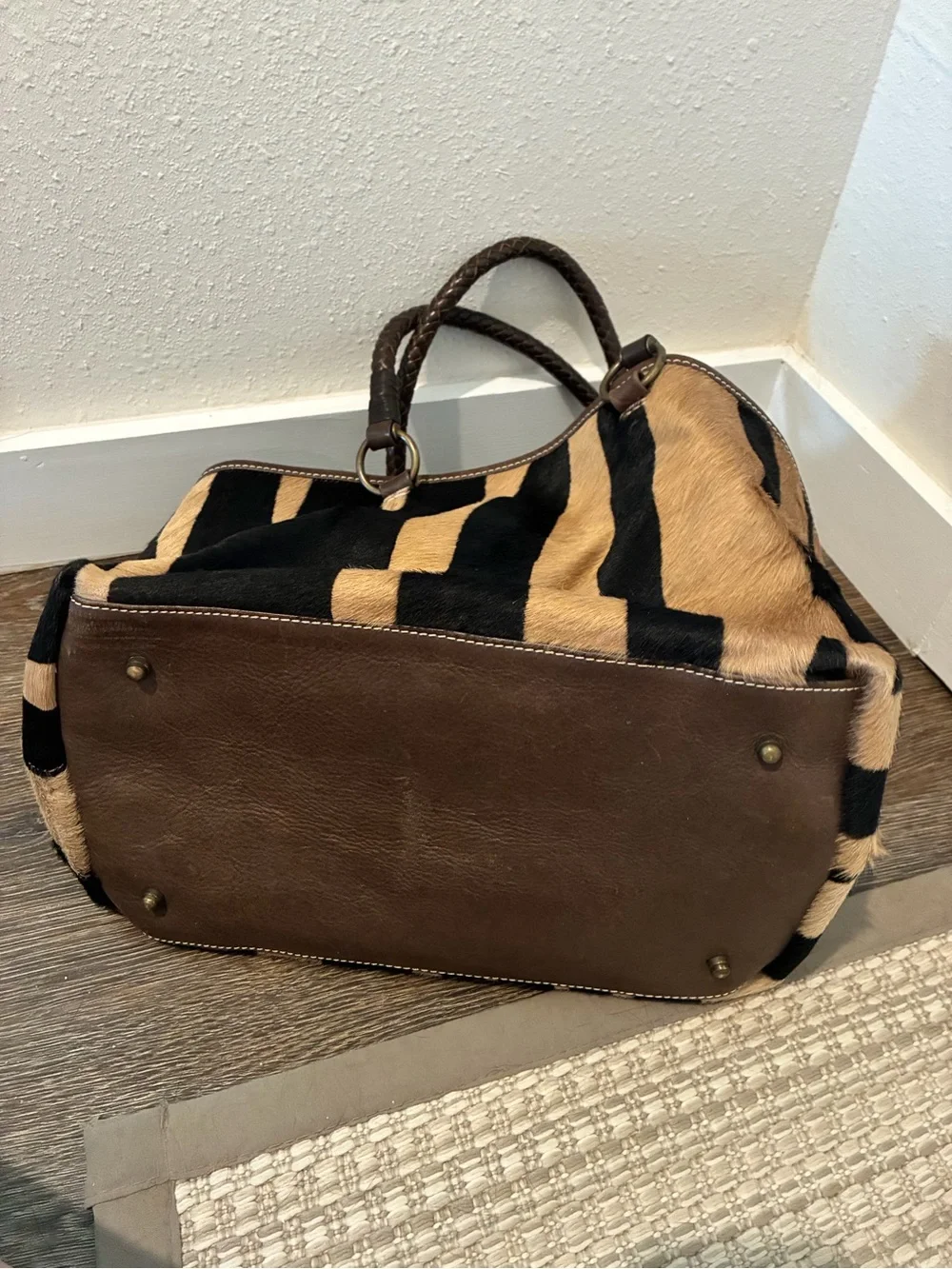 Rare! Vintage Boden Striped Brown and Black Tote Bag